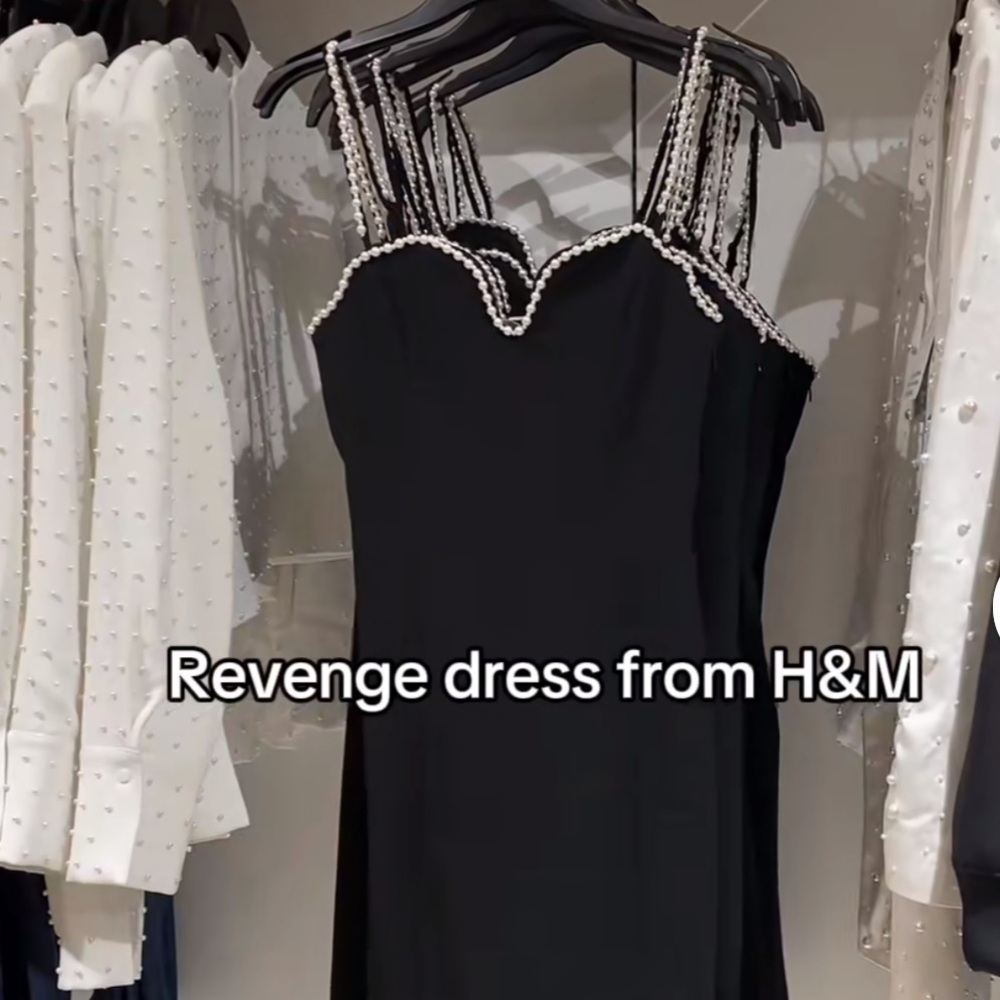NWT H&M Black Pearl Mini Sweetheart Neckline Sleeveless Bodycon “Revenge” Dress - Picture 8 of 8
